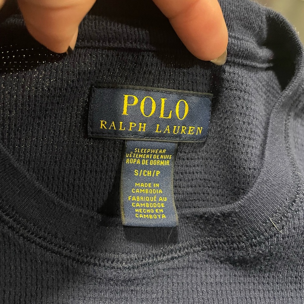 Polo Ralph Lauren Polo Bear Waffle Knit Thermal Shirt Navy Small - Picture 6 of 8